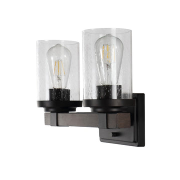 Bungalow Iron/Seeded Glass Rustic Farmhouse LED Vanity Light - JONATHAN Y
